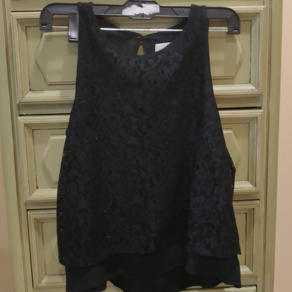 Sleeveless Navy Lace Top